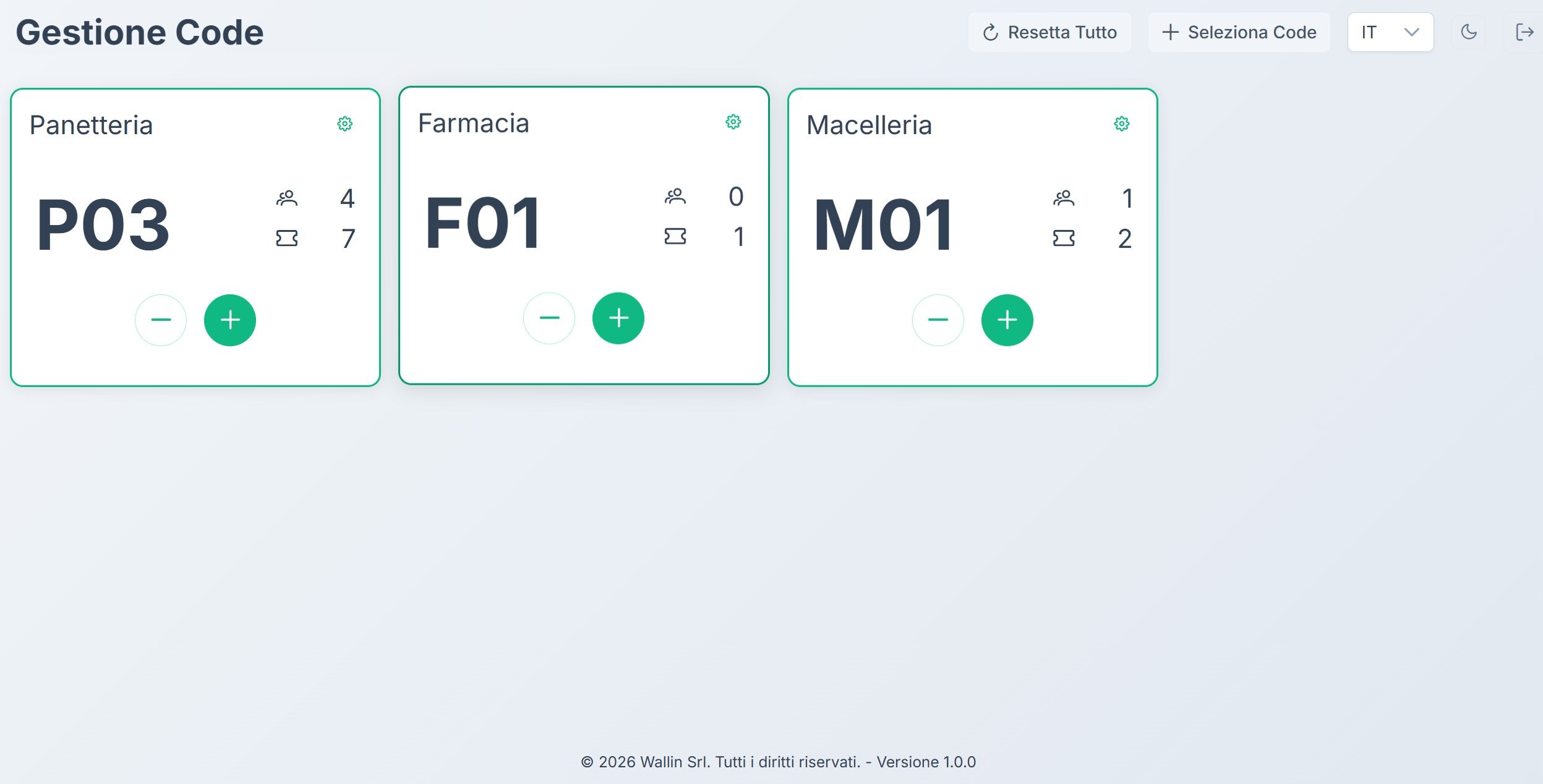 Schermata operatore del Controller